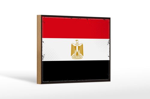 Holzschild Flagge Ägyptens 18x12 cm Retro Flag of Egypt Dekoration