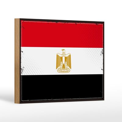 Cartello in legno Bandiera dell'Egitto 18x12 cm Decorazione retrò con bandiera dell'Egitto