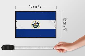 Panneau en bois drapeau du Salvador 18x12 cm décoration rétro El Salvador 4