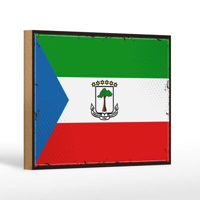 Cartello in legno bandiera della Guinea Equatoriale 18x12 cm decorazione bandiera retrò