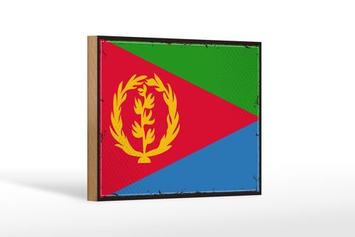 Holzschild Flagge Eritreas 18x12 cm Retro Flag of Eritrea Dekoration