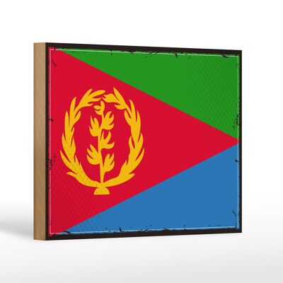 Letrero de madera Bandera de Eritrea 18x12 cm Bandera retro de Eritrea Decoración