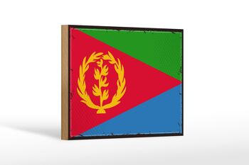 Panneau en bois drapeau de l'Érythrée 18x12 cm, drapeau rétro de l'érythrée, décoration 1