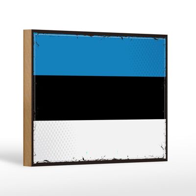 Letrero de madera bandera de Estonia 18x12 cm Bandera Retro de Estonia decoración