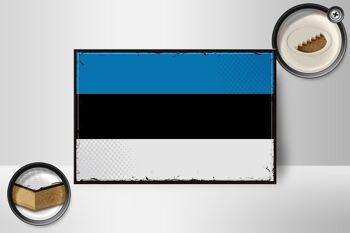 Panneau en bois drapeau de l'Estonie 18x12 cm Décoration rétro drapeau de l'Estonie 2