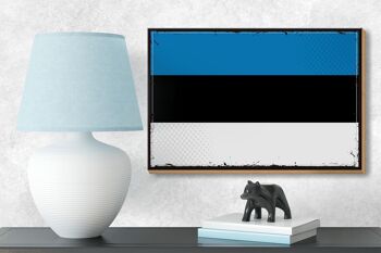 Panneau en bois drapeau de l'Estonie 18x12 cm Décoration rétro drapeau de l'Estonie 3