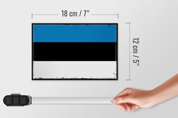 Panneau en bois drapeau de l'Estonie 18x12 cm Décoration rétro drapeau de l'Estonie 4