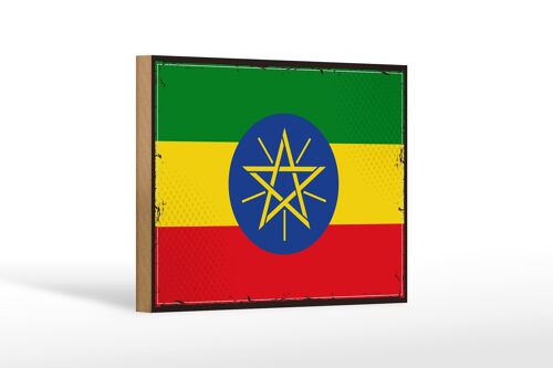 Holzschild Flagge Äthiopiens 18x12 cm Retro Flag Ethiopia Dekoration