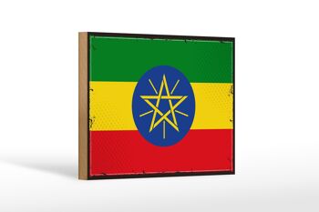 Panneau en bois drapeau de l'Éthiopie 18x12 cm, drapeau rétro, décoration de l'Éthiopie 1
