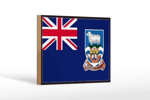Holzschild Flagge Falklandinseln 18x12 cm Retro Flag Dekoration