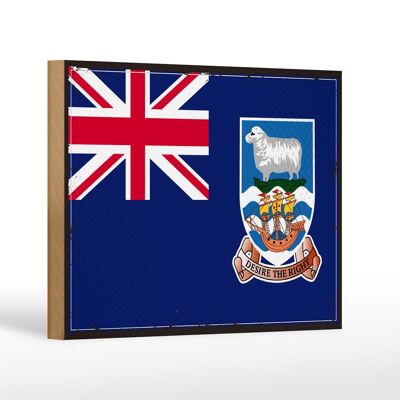 Letrero de madera bandera Islas Malvinas 18x12 cm decoración de bandera retro