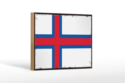 Holzschild Flagge Färöer 18x12 cm Retro Flag Faroe Islands Dekoration