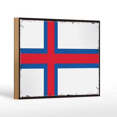 Holzschild Flagge Färöer 18x12 cm Retro Flag Faroe Islands Dekoration