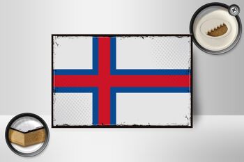 Panneau en bois drapeau des îles Féroé 18x12 cm, drapeau rétro, décoration des îles Féroé 2