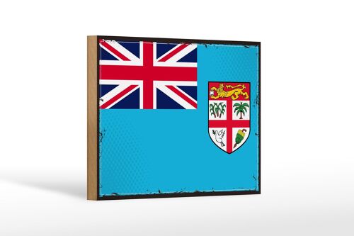 Holzschild Flagge Fidschis 18x12 cm Retro Flag of Fiji Dekoration