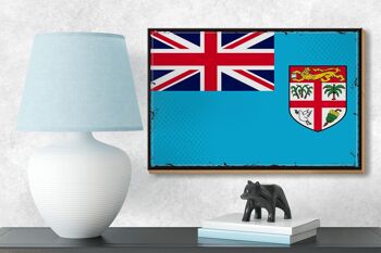 Panneau en bois drapeau des Fidji 18x12 cm Décoration rétro drapeau des Fidji 3