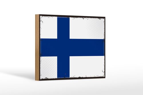 Holzschild Flagge Finnlands 18x12 cm Retro Flag of Finland Dekoration
