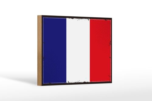 Holzschild Flagge Frankreichs 18x12cm Retro Flag of France Dekoration