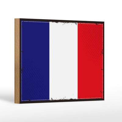 Holzschild Flagge Frankreichs 18x12cm Retro Flag of France Dekoration