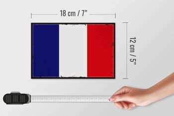 Panneau en bois drapeau de France 18x12cm, décoration rétro drapeau de France 4