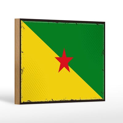 Letrero de madera bandera Guayana Francesa 18x12 cm decoración de bandera retro