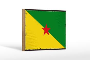Panneau en bois drapeau Guyane française 18x12 cm décoration drapeau rétro 1