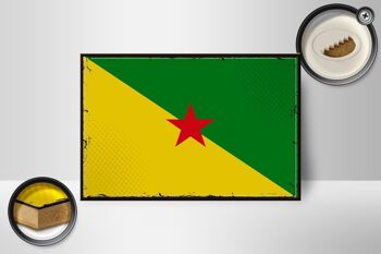 Panneau en bois drapeau Guyane française 18x12 cm décoration drapeau rétro 2