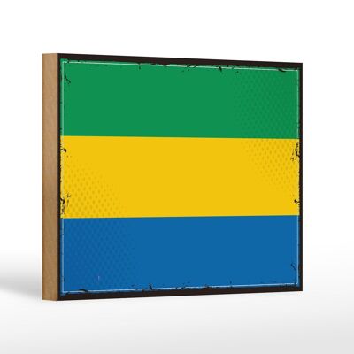 Holzschild Flagge Gabuns 18x12 cm Retro Flag of Gabon Dekoration