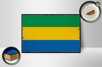 Panneau en bois drapeau du Gabon 18x12 cm Décoration rétro drapeau du Gabon 2