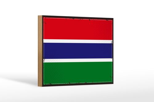 Holzschild Flagge Gambias 18x12cm Retro Flag of the Gambia Dekoration