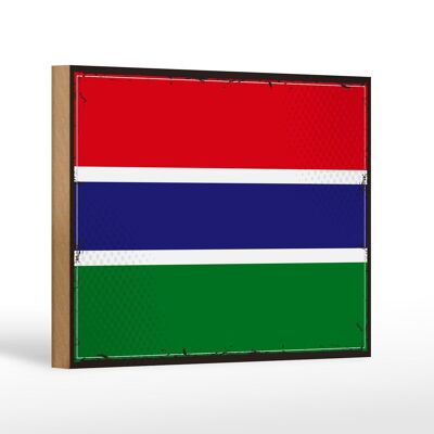Holzschild Flagge Gambias 18x12cm Retro Flag of the Gambia Dekoration