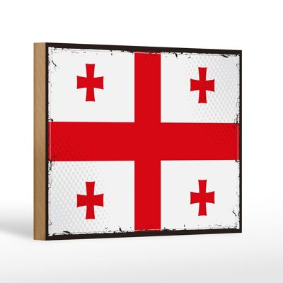Letrero de madera Bandera de Georgia 18x12 cm Bandera retro de Georgia Decoración