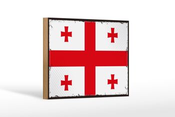 Panneau en bois drapeau de la Géorgie 18x12 cm, drapeau rétro de la Géorgie, décoration 1