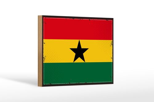 Holzschild Flagge Ghanas 18x12 cm Retro Flag of Ghana Dekoration