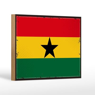 Cartel de Madera Bandera de Ghana 18x12 cm Bandera Retro de Ghana Decoración