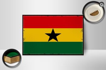 Panneau en bois drapeau du Ghana 18x12 cm, drapeau rétro du Ghana, décoration 2