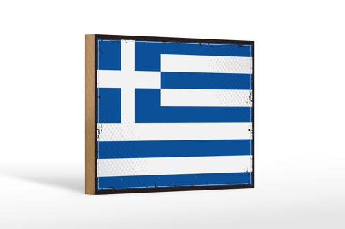 Holzschild Flagge Griechenlands 18x12 cm Retro Flag Greece Dekoration