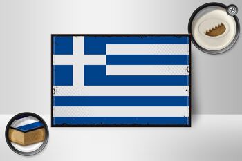 Panneau en bois drapeau de la Grèce 18x12 cm, drapeau rétro, décoration de la Grèce 2