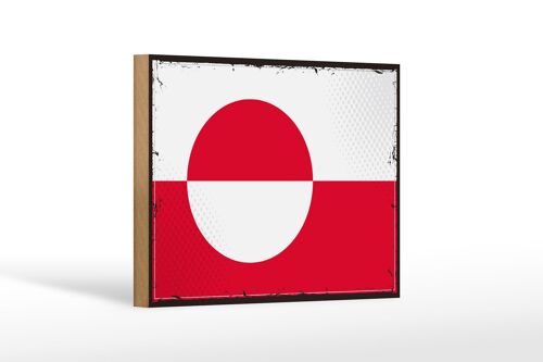 Holzschild Flagge Grönlands 18x12 cm Retro Flag Greenland Dekoration