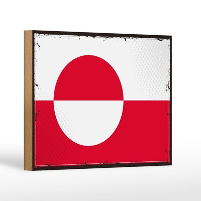 Panneau en bois drapeau du Groenland 18x12 cm, drapeau rétro, décoration du Groenland