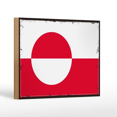 Holzschild Flagge Grönlands 18x12 cm Retro Flag Greenland Dekoration