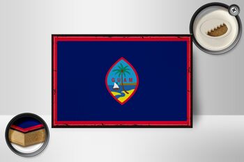 Panneau en bois drapeau de Guam 18x12 cm drapeau rétro de décoration de Guam 2