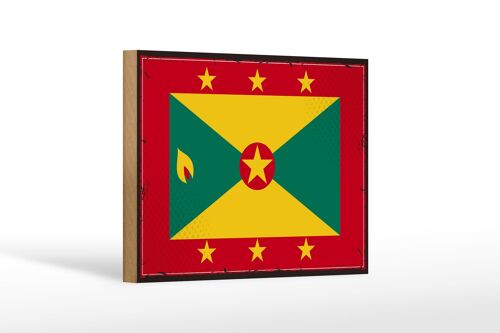 Holzschild Flagge Grenadas 18x12 cm Retro Flag of Grenada Dekoration