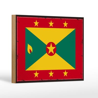 Cartello in legno Bandiera di Grenada 18x12 cm Decorazione bandiera retrò di Grenada