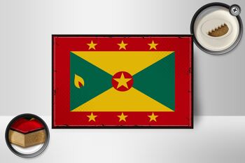 Panneau en bois drapeau de la Grenade 18x12 cm, drapeau rétro de la Grenade, décoration 2
