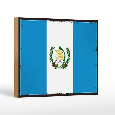 Letrero de madera bandera de Guatemala 18x12 cm bandera retro decoración de Guatemala