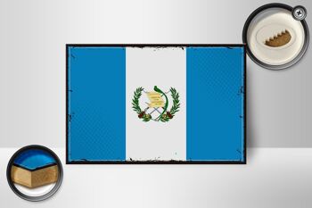 Panneau en bois drapeau du Guatemala 18x12 cm drapeau rétro décoration Guatemala 2