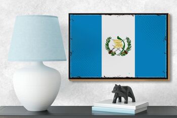 Panneau en bois drapeau du Guatemala 18x12 cm drapeau rétro décoration Guatemala 3