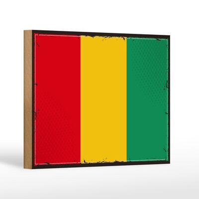 Cartel de Madera Bandera de Guinea 18x12 cm Bandera Retro de Guinea Decoración