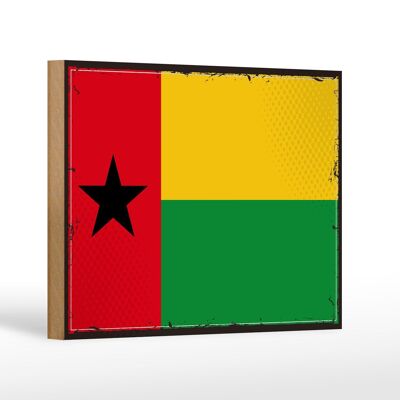 Letrero de madera bandera de Guinea-Bissau 18x12 cm decoración retro Guinea